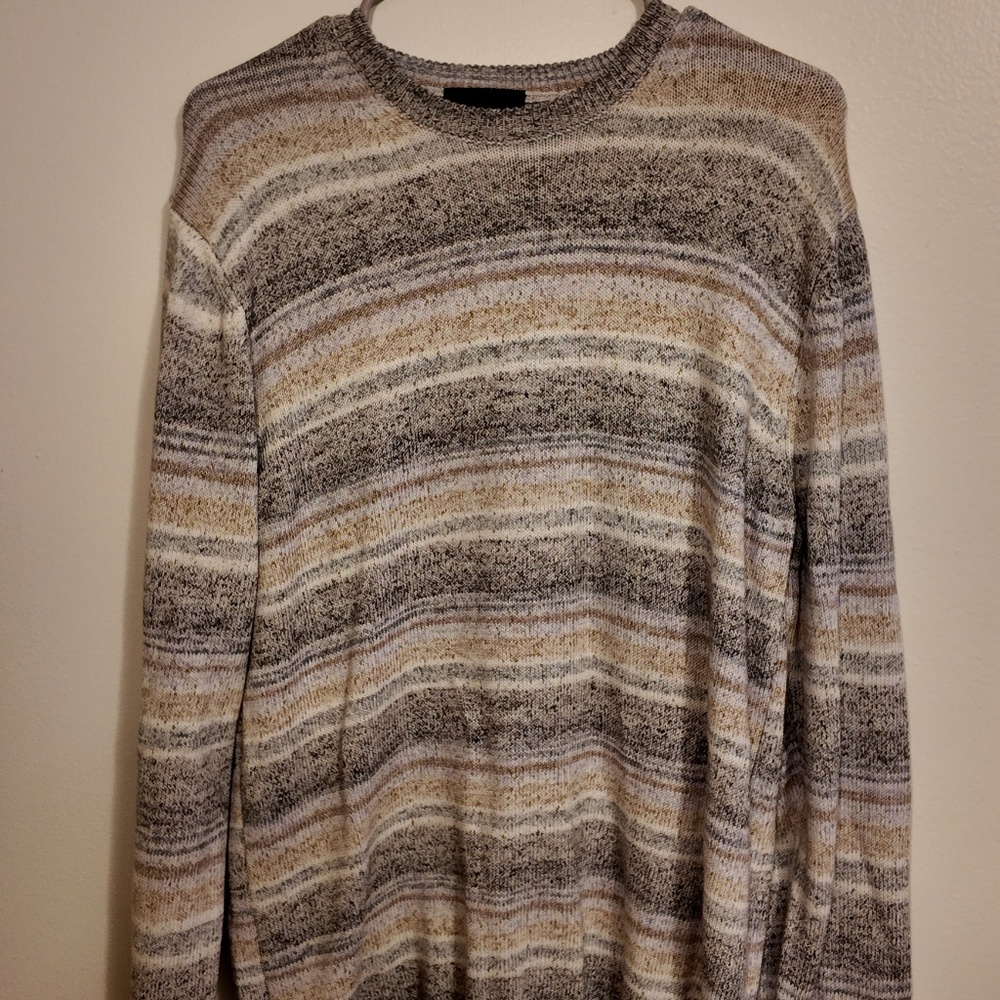 Saks Fifth Avenue Textured Striped Crew Neck Sweater - Size M
